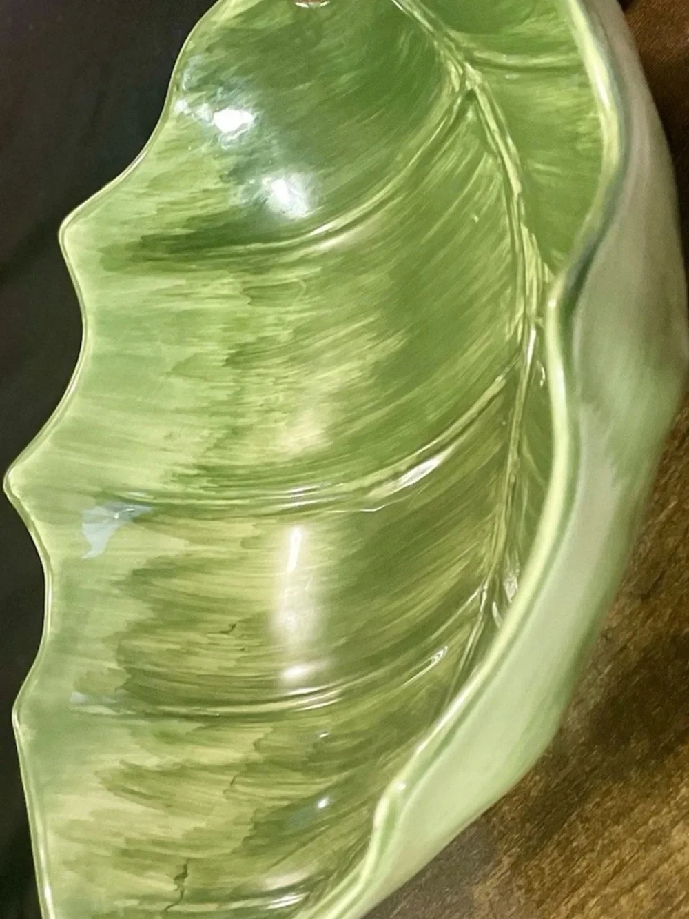 Maxcera Pinecone Holly Leaf Ceramic,Discontinued Vintage Serving Bowl 12x8.5in